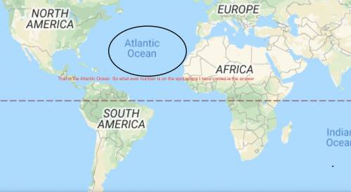 Which number on the map represents the Atlantic Ocean?