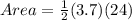 Area = \frac{1}{2}(3.7)(24)