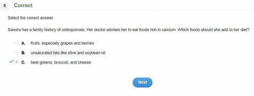 Sandra has a family history of osteoporosis. Her doctor advises her to eat foods rich in calcium. Wh