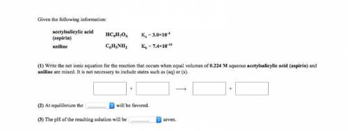 (1) Write the net ionic equation for the reaction that occurs when equal volumes of 0.233 M aqueous