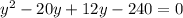 y^{2} -20y+12y -240 =0