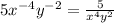 5x^{-4}y^{-2} = \frac{5}{x^4y^2}