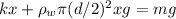 kx + \rho_w \pi(d/2)^2x g = mg