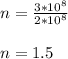 n = \frac{3 * 10^8 }{2 * 10^8} \\\\n = 1.5
