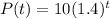 P(t) = 10(1.4)^{t}