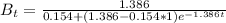 B_t = \frac{1.386}{0.154+(1.386-0.154*1)e^{-1.386t}}