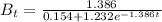 B_t = \frac{1.386}{0.154+1.232e^{-1.386t}}