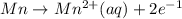 Mn\rightarrow Mn^{2+}(aq)+2e^{-1}