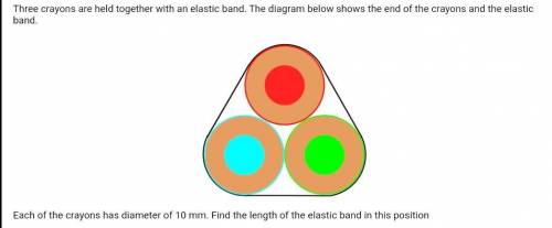 Question 7 ( 6 Marks)Three crayons are held together with an elastic band. The diagram below shows t