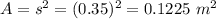 A=s^2=(0.35)^2=0.1225\ m^2