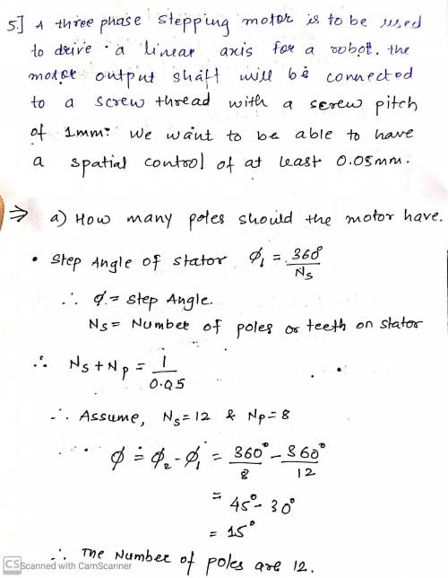 A 3-phase stepping motor is to be used to drive a linear axis for a robot. The motor output shaft wi