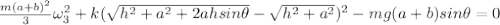 \frac{m(a+b)^2}{3} \omega_3^2  + k(\sqrt{h^2+a^2+2ah sin \theta } - \sqrt{h^2+a^2})^2 - mg(a+b)sin \theta = 0