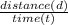 \frac{distance (d)}{time (t)}