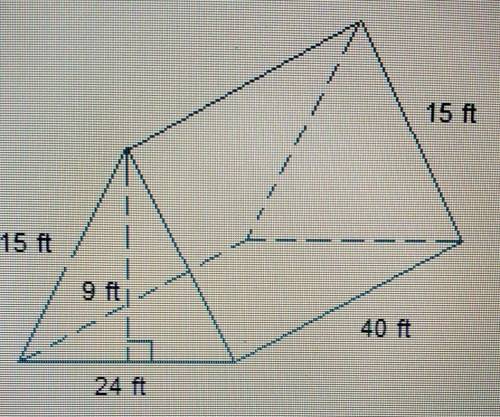 What is the surface area of the triangular prism? 2,001 square feet 2.376 square feet 2,592 square f