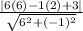 \frac{|6(6)-1(2)+3|}{\sqrt{6^2+(-1)^2} }
