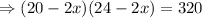 \Rightarrow (20-2x)(24-2x)=320