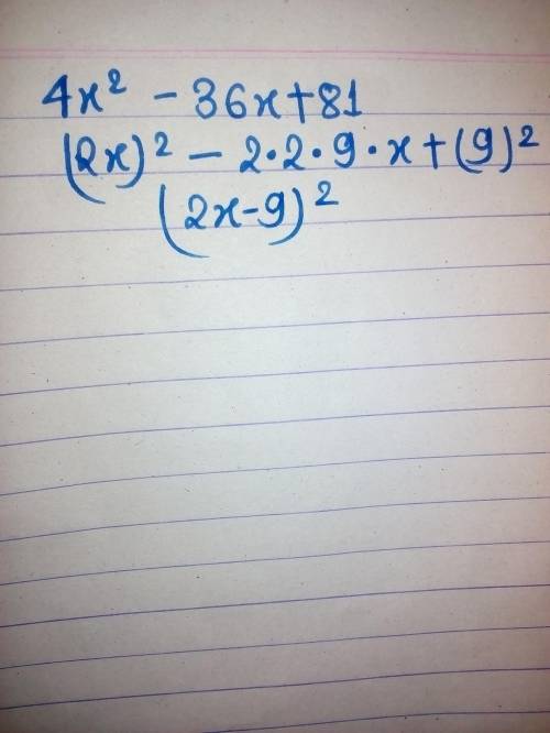 How can i rewrite the function by completing the square. h(x)= 4 x^{2} -36 x +81