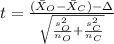 t=\frac{(\bar X_{O}-\bar X_{C})-\Delta}{\sqrt{\frac{s^2_{O}}{n_{O}}+\frac{s^2_{C}}{n_{C}}}}