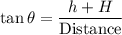 \tan \theta =\dfrac{h+H}{\text{Distance}}