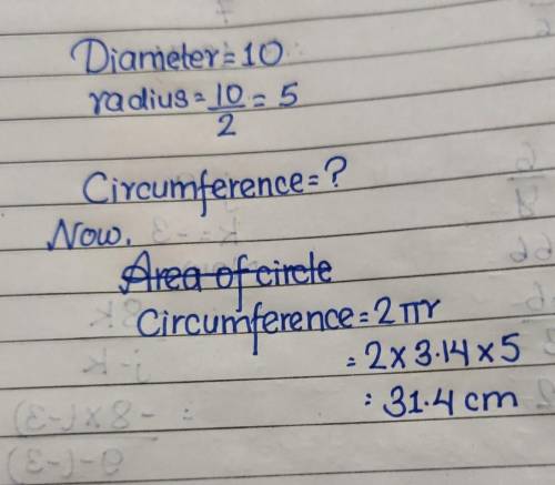 What is the circumference of a circular disc with a diameter of 10 centimeters? (Round your answer t