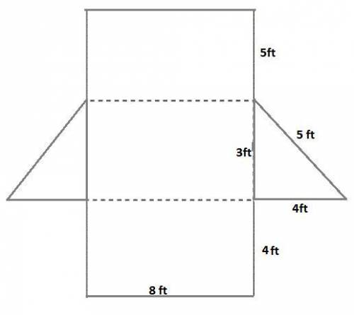 A net of a triangular prism is shown below. 42 8 ft 3 ft 5 f 5 ft What is the surface area, in squar