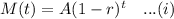 M(t)=A(1-r)^t\quad...(i)