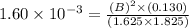 1.60\times 10^{-3}=\frac{(B)^2\times (0.130)}{(1.625\times 1.825)}