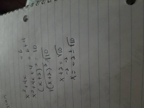 The first 3 steps to solve of completing the square to solve the quadartic equation x2+4x-6=0 are sh