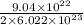 \frac{9.04\times 10^{22}}{2\times 6.022\times 10^{23}}