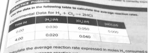 Calculate the average reaction rate expressed in moles h2 consumed per liter per second