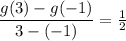\dfrac{g(3)-g(-1)}{3-(-1)} = \frac{1}{2}