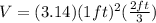 V=(3.14)(1ft)^2(\frac{2ft}{3})