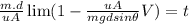 \frac{m.d}{uA} \lim(1-\frac{uA}{mgdsin \theta}V)= t}