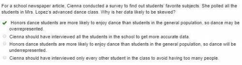 For a school newspaper article, Cienna conducted a survey to find out students’ favorite subjects. S