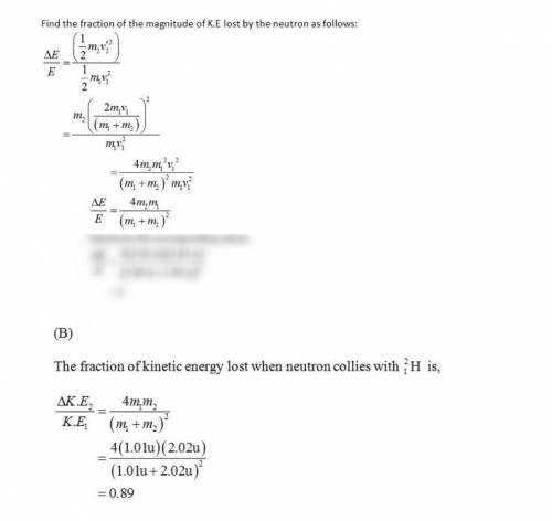Determine the fraction of the magnitude of kinetic energy lost by a neutron (m1 = 1.01 u) when it co