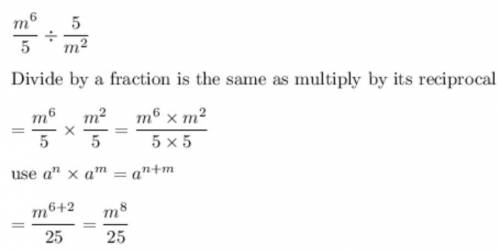 What is the quotient of m^6/5/5/m^2? Assume m0.
