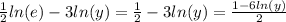 \frac{1}{2} ln(e)-3ln(y)=\frac{1}{2} -3ln(y)=\frac{1-6ln(y)}{2}