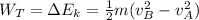 W_T=\Delta E_k=\frac{1}{2}m(v_B^2-v_A^2)