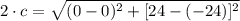 2\cdot c = \sqrt{(0-0)^{2}+[24-(-24)]^{2}}