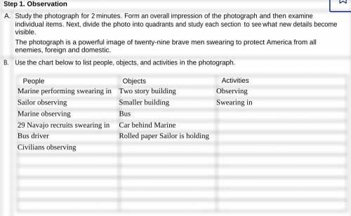 100 Points. Photo Analysis. Image is attached  Photo Analysis Worksheet Step 1. Observation A. Study