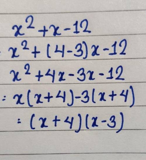 Which of the binomials below is a factor of this

trinomial?x²+x-12O A. x + 6O B. X-6O C. x+4O D. X-
