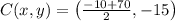 C(x,y) = \left(\frac{-10 + 70}{2}, -15 \right)