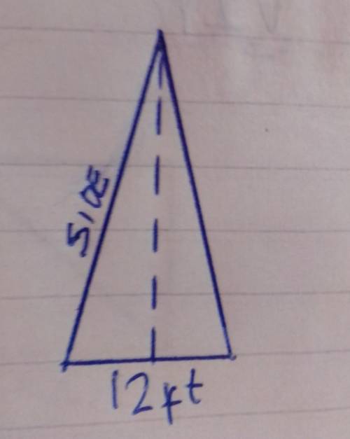 Find the area of an isosceles triangle with perimeter of 40 feet and a base of 12 feet. Round to the