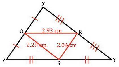 Line segment Q R , Line segment R S are Line segment S Q midsegments of ΔWXY. Triangle R Q S is insi
