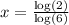 x=\frac{\log(2)}{\log(6)}