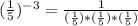(\frac{1}{5})^{-3} = \frac{1}{(\frac{1}{5})*(\frac{1}{5})*(\frac{1}{5})}}