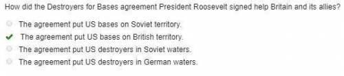 How did the Destroyers for Bases agreement President Roosevelt signed help Britain and its allies?