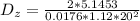 D_z  =  \frac{2 * 5.1453 }{0.0176 * 1.12 *  20^2 }
