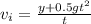 v_{i}=\frac{y+0.5gt^{2}}{t}