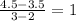\frac{4.5-3.5}{3-2}=1